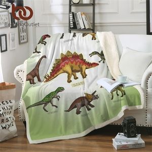 Семейное одеяло для динозавров для детских мультфильмов Микрофибр юрский плюш Шерпа Бросая одеяло на постельное белье для мальчиков для кровати 201111111