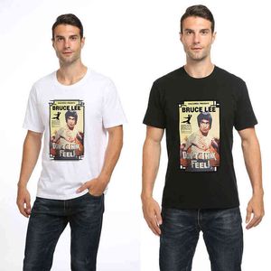 2022 Marka Erkek T Shirt Erkek Kadın Yaz Moda Gündelik Bruce Lee Baskı Kısa Kollu Pamuk Tişört Sokak Çift Tees