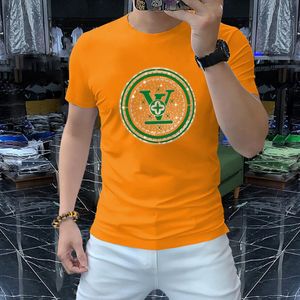 T-shirt da uomo Merci europee Hot Diamond Mercerizzato cotone a maniche corte T-shirt da uomo Tide Brand Trend 2021 Estate Nuovi uomini Compassionevole Stampa a mezza manica