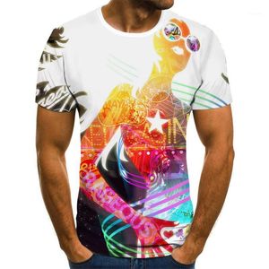 T-shirt da uomo T-shirt stampata in 3D, top casual scozzese, camicia girocollo tridimensionale, abiti estivi da strada