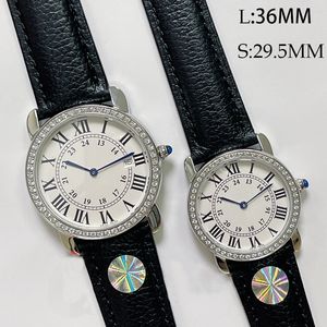 Reloj de diamantes Reloj para hombre Movimiento de cuarzo Correa de cuero Reloj de pulsera de moda Diseño impermeable Montre De Luxe Pareja