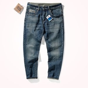 Jeans denim elasticizzati americani retrò quattro stagioni Pantaloni dritti casual slim effetto baffi vecchi lavati in puro cotone moda uomo CX220401