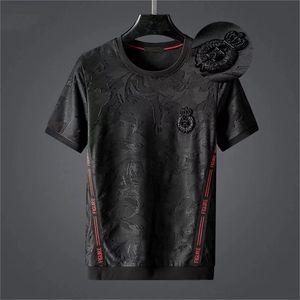 Marca de moda de luxo masculino de manga curta masculino Jacquard Bordado mais de meia manga Camisa de fundo masculino 220507