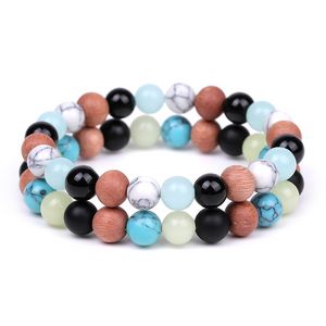 Bracciale con perline in pietra naturale luminosa che si illumina al buio Braccialetti con pietre preziose colorate Howlite Lava per uomo Donna Gioielli di moda