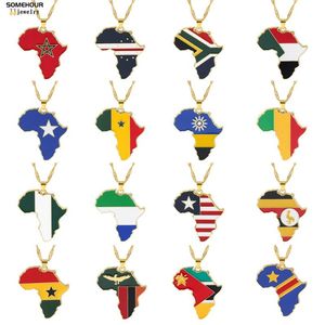Hanger kettingen vintage Afrika kaartvlag ketting eenheid Afrikaanse landen zwarte etnische wortels charmes hiphop sieraden voor vrouwen cadeaubonistant