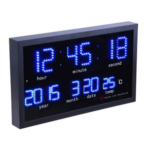Punktmatrix-LED-Digital-Großwanduhr Wohnzimmer moderne Dekoration elektronischer Kalender Heimthermometer Y200109