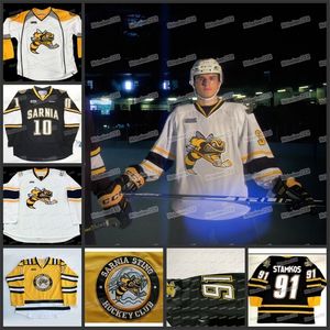 MitNess Custom CHL Vintage Sarnia Sting 91 Steven Stamkos Hockey Jersey 17 Martin Anpassa valfritt nummer och namn Broderi sydda CHL-tröjor