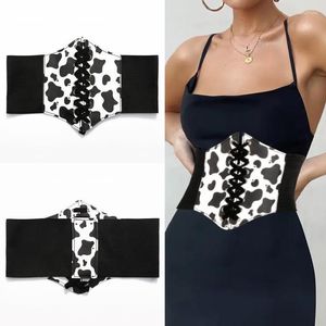 Cinture Stampa gotica di mucca Sollevamento Corsetto in vita femminile Cintura larga in ecopelle Moda donna Cintura dimagrante Corsetti elasticiCinture Smal22