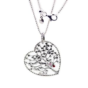 Kedjor Tree of Love Necklace blandat emalj Hjärthängen Halsband för kvinnor 925 Sterling Silver Statement Jewelry Chainchains