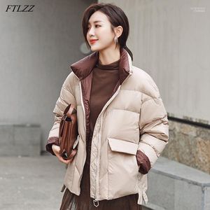 Frauen Daunenparkas FTLZZ 2022 Frauen Weiße Ente Jacke Winter Stehkragen Lose Mantel Weibliche Schwarz Warme Kurze Schnee Outwear1 Luci22