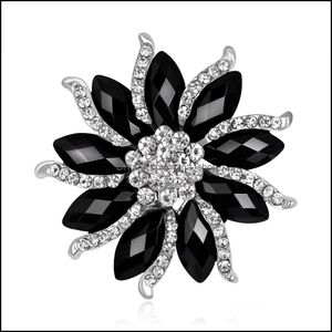 Pinos broches jóias resina de cristal preto Clear Rhinestone Broche Pins para entrega de queda de casamento 2021 NJ