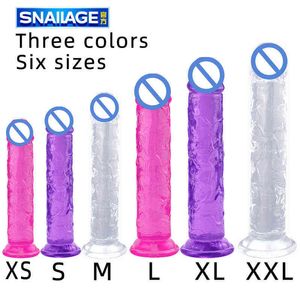 NXY Dildos Dongs Egg Free Penis Crystal Transparent Imitation Fake Small Medium och Large With Sug Cup Super Long Classic Sex Toy 220518