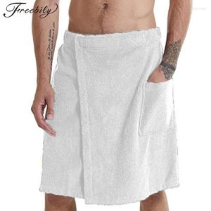 Męska bielizna nocna Męskie czyste koralowe ręczniki z polaru z kieszenią do kąpieli Prysznic Spodnie z elastyczną talią Kąpiel Sauna Odzież kąpielowa