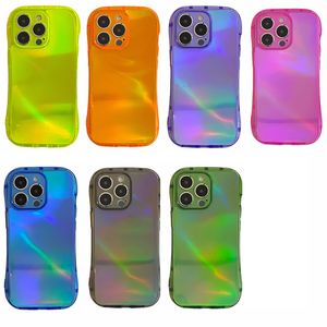 Bling Laser Holographic Magic Color Cases Military-Grade Slim Waist Corners Fluorescence Shockproof TPU Camera Lens Protection For iPhone 13 12 11 Pro MAX 8 7 Plus