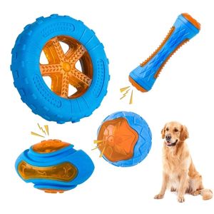 Rubber Dog Toys for Chewing Bite Resistant Squeaky Training Playing Toy Interactive Large s Teeth Cleaning 220423