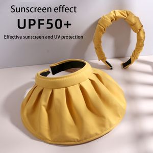 여성을위한 여름 선 스크린 캡 헤드 밴드 UV 보호 모자 태양 그늘 캡 통기성 접이식 쉘 선 하트
