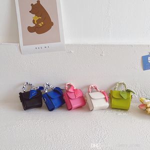 Kinder Bonbonfarben Prinzessin Handtaschen 2022 Seidenschal Kinder kleine quadratische Taschen Mode Baby Mädchen Solide Umhängetasche Null Brieftasche F1240