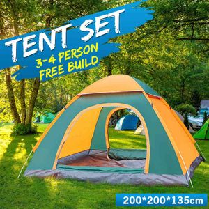 3-4 Person Full Automatic Pop Up Outdoor Family Camping Tent Easy Instant Open Tents Waterproof UV Instant Shade Portable Rooms H220419