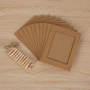 6 Inch Wall Photo-Frame Hanging Picture Album Home Decoration 10Pcs DIY Craft Paper Photo Frame With Clips and 2M Rope