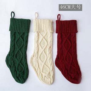 Knitted Christmas Stockings Decoration Christmas Gift Bag Fireplace Decoration Santa Elk Socks Xmas Lovely Gift Bag