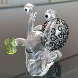 Glas-Wasserbong, niedliches Rig, Mini-Bongs, berauschende Pfeife, Shisha, 10 mm Innengelenk, Snais-Form, Bubbler, Recycler-Rohre, Dab-Rigs, Craftbong