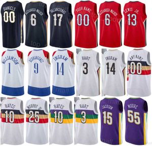 Stampato Draft Pick Pallacanestro EJ Liddell Jersey CJ McCollum 3 Brandon Ingram 14 Jonas Valanciunas 17 Devonte Graham 4 Herbert Jones 5 Viola Bianco Rosso Blu Navy