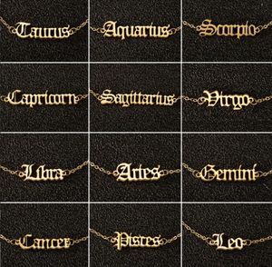 Zodiac Sign Anklet för kvinnor 12 Konstellation Ankelarmband Guld Silverhoroskop Anklet Justerbar fotkedja Dänta brithday gåvor