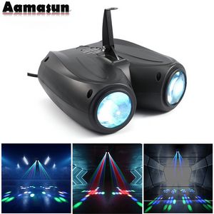 Fast Shipping 64/128LEDs Double Head Airship RGBW Pattern Stage Effect Lighting Projector DJ Disco Party Led Lights for Xmas