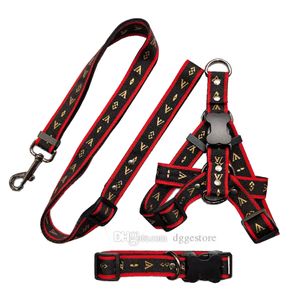 Designer Dog Collar Leashes Set Classic Bronzing Letter Pet Collars Nylon Car Seat Belts No Pull Dog Harness for Small Medium Large Dogs Bulldog Poodle Collie B106