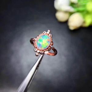 Klusterringar naturliga och riktiga opal 925 sterling silverjewelry tillbehör sten ring klipp eld lyx för kvinnor julklappar edwi22