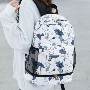 Sacos da escola Mochila de viagem Estudante feminino de grande capacidade de grande capacidade seca e molhada Separação de lancheira de lancheira