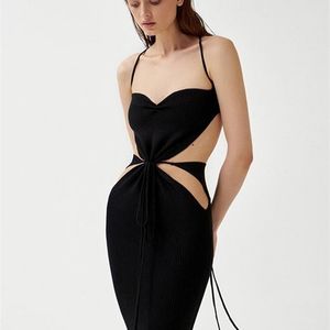 Kliou Classic Simple Knitted Maxi Dress Women Sexy Bandage Strapless Hole Backless Body-shaping Harajuku Hipster Party Vestido 220509