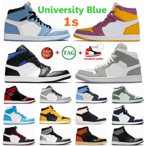 Mens Basketball Shoes Jumpman 1 1S Hype Royal UNC Obsidian Shadow Bred Patent University Blue Top 3 Pine Green Sports Women Size US5.5-13