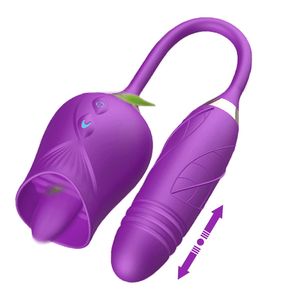 Gül Oral Lick Meme Vibrator Tease meme ucu klitoris stimülatör vajinal anal fiş mastürbasyon masajı Yetişkin oyuncaklar için seksi kadınlar