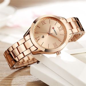 Curren Gold Watch Kadınlar Bayanlar Yaratıcı Çelik Kadınlar Bilezik Saatler Kadın Saat Relogio Feminino Montre Femme T200420