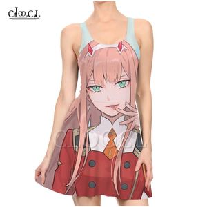 Anime Darling in the Franxx Zero Dois vestidos de verão 3D Vestidos casuais para mulheres vestido sem mangas Vestido sexy 220617