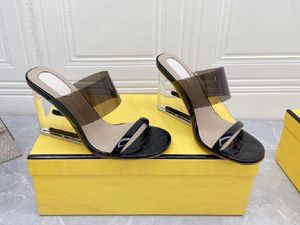 Realfine Sandals 5A 8126300 첫 번째 명확한 PVC 하이힐 여성을위한 샌들 샌들 신발 크기 34-43