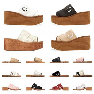 2023 Brands Women Sandals Espadrilles Designers Shoes Summer High Heel Slippers Slide Sandal White Black Platform Slipper Loafers Flip Flops Sandales