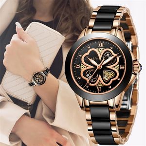 Sunkta Fashion Women Watches Rose Gold LadiesBracet Watch reloj Mujer新しいクリエイティブウォータープルーフクォーツウォッチフォーWomenbox 201114