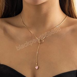 Colar de pingente de coração simples para mulheres colares de cadeia de borda longa com borda de jóias de moda para pescoço damas/meninas presentes