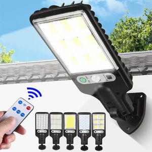 LED Solar Garden Lights Outdoor Street Lamp Remote Control 3 Mode Motion Sensor Waterproof Sunlight Patio Decoration Wall Lamp