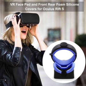 Nuovo 3 In1 VR Face Pad Front Rear Foam Cover in silicone per Oculus Rift S VR Occhiali Maschera per gli occhi Maschera per il viso Skin Rift S Accessori H220422