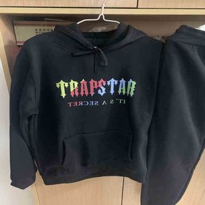 2022 Ny Trapstar London Letter Applique Sweatshirt Pullover Hoodie Män Kvinnor TrackSuit Fleece Kläder Unisex Jacket Varumärke Vintage