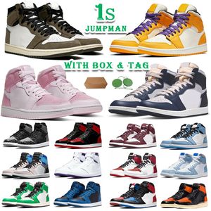 with box 1 1s basketball shoe men women trainers Sports Sneaker University Blue Dark Mocha Georgetown