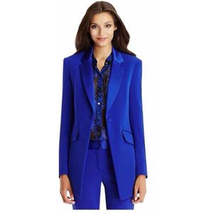 Women's Suits & Blazers Autumn Winter Office Lady Blazer Jacket Basic Elegant Ladies Royal Blue Pant Two Piece Custom Made Suit