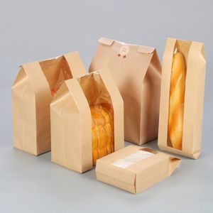 Tvättbar Kraft Paper Presentväska Boxar Packaging Fruit Candy Food Cookie Bread Snacks förtjockade livsmedel Oljebeständiga förpackningar Takeaway Väskor YF0014