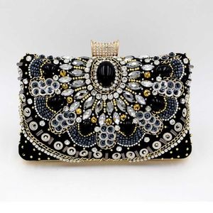 Borse da sera Borse da donna con strass moda per ragazze da festa Manico a catena Pochette con perline Borse Nero Morbido monospalla MatrimonioSera