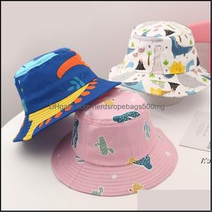 Party Hats Festive Supplies Home Garden Children Bucket Kids Stingy Brim Hat Animal Stars Floral Printing Fisherman Beach Sun Cap Folding