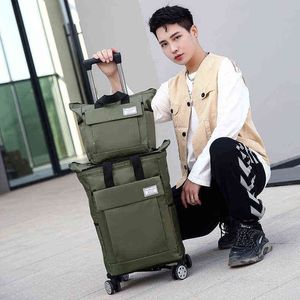 Trolley Backpack Shoulder Travel Bag Detachable Portable Lightweight Female Universal Wheel Foldable For Boarding J220707