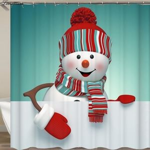 Tenda da doccia con decorazioni natalizie Tenda da bagno in poliestere Cartoon Tende da bagno impermeabili Tende da doccia 3D 201109